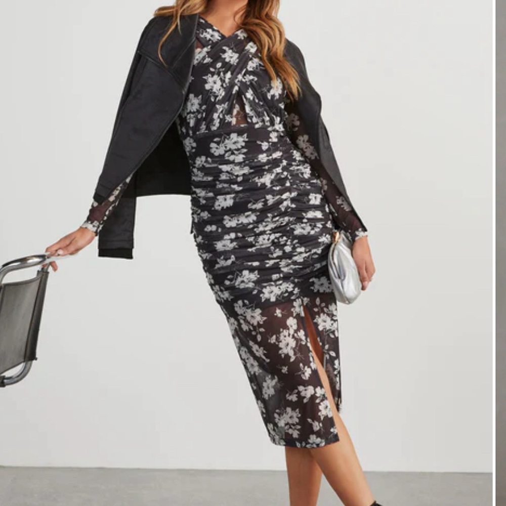 Vici Dolls Colleen Mesh Floral Midi Dress - Size L (8-10) - Worn Once